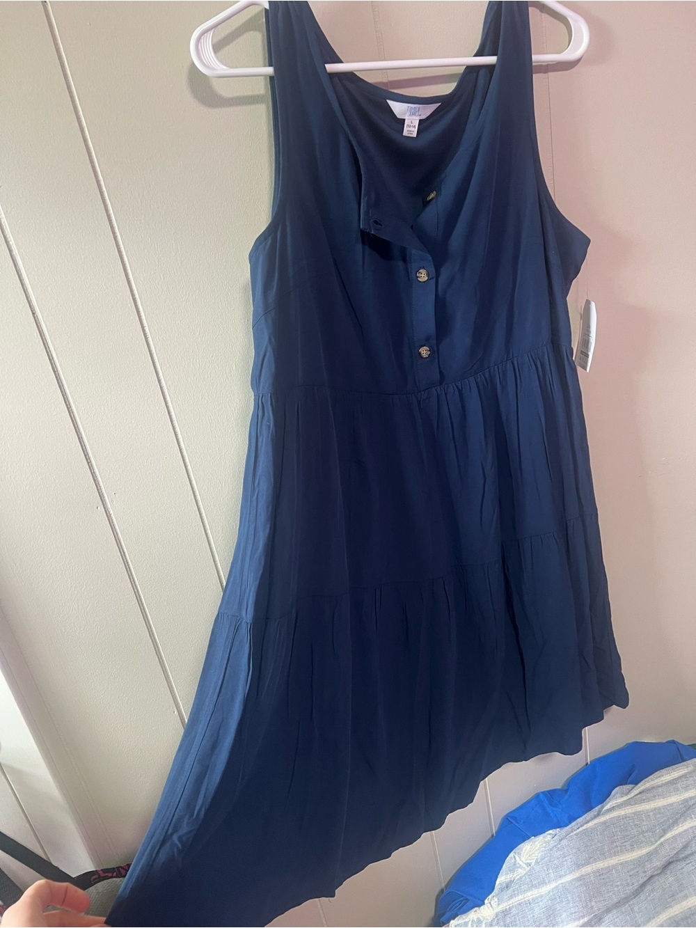 Time and Tru Navy Blue Tiered Midi Dress